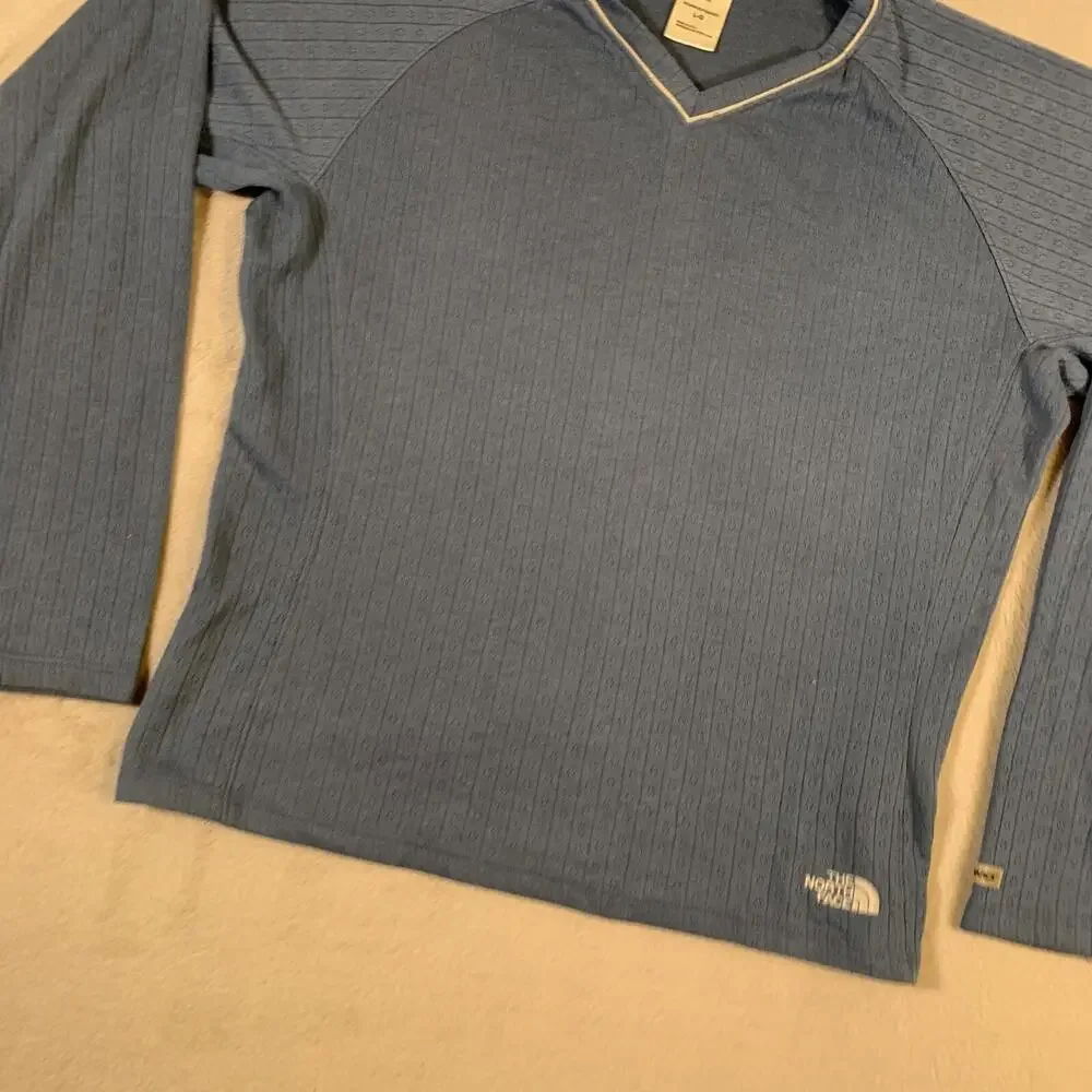 The North Face Women’s Long Sleeve Lightweight Blue Vaporwick Shirt Made USA U54 - Picture 6 of 13
